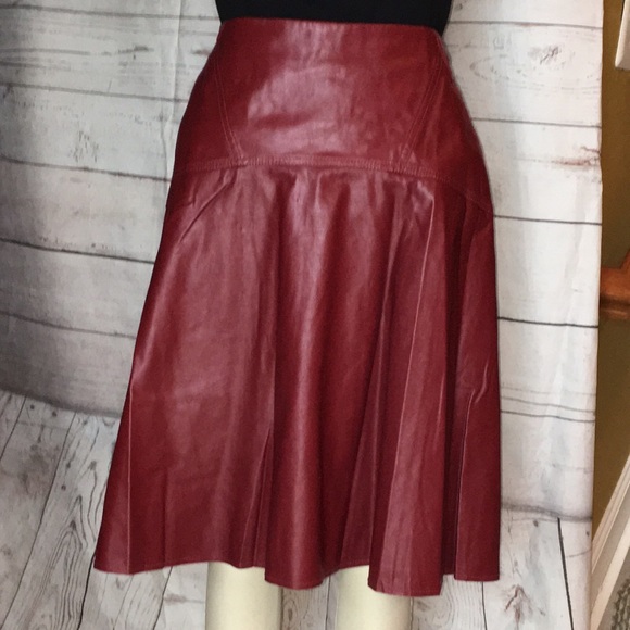 BCBGMaxAzria Red Leather Skirt